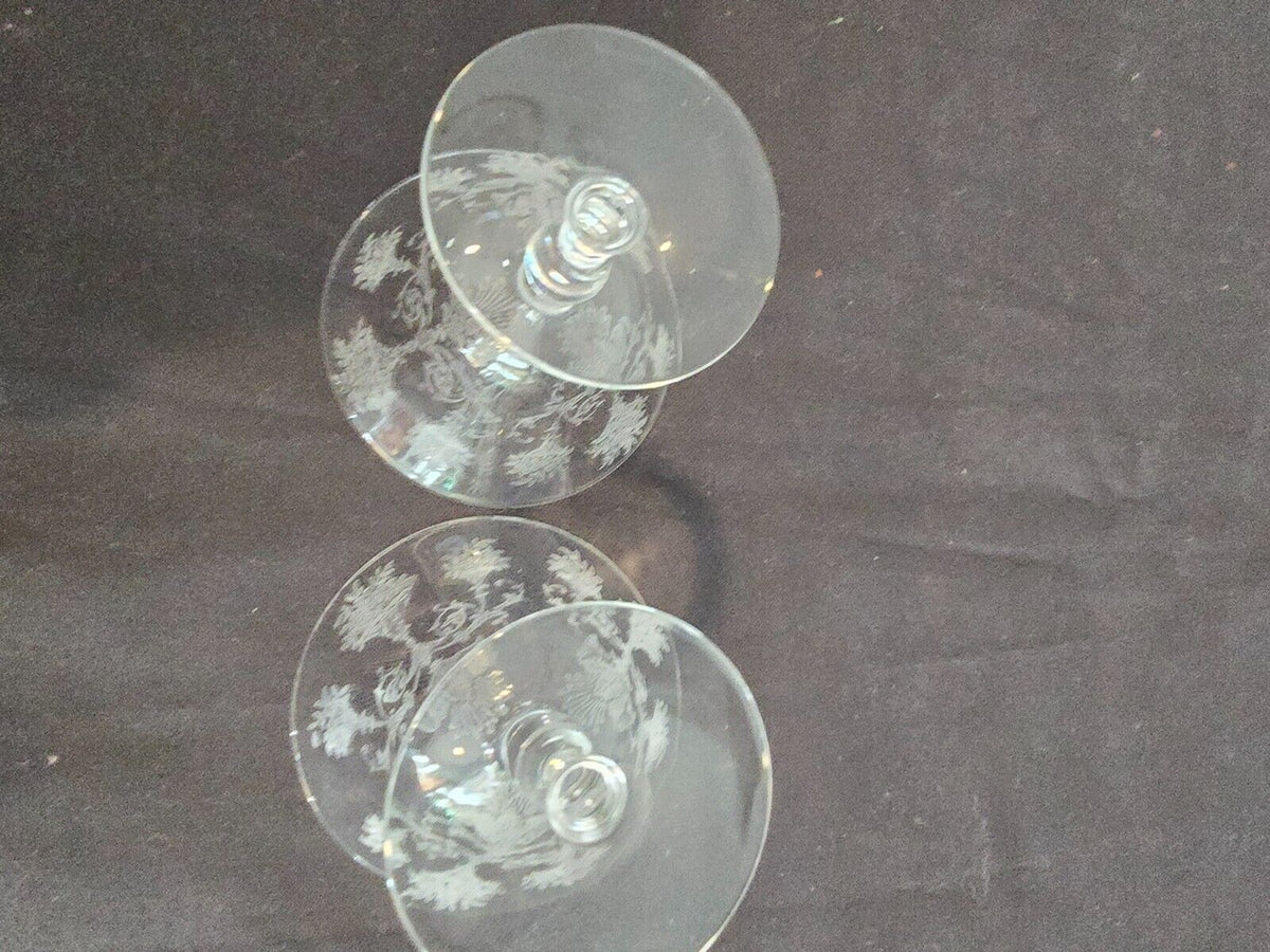 Morgantown Mayfair 7711 Etched Low Sherbet/Champagne  Glasses 4.25" Set of 5
