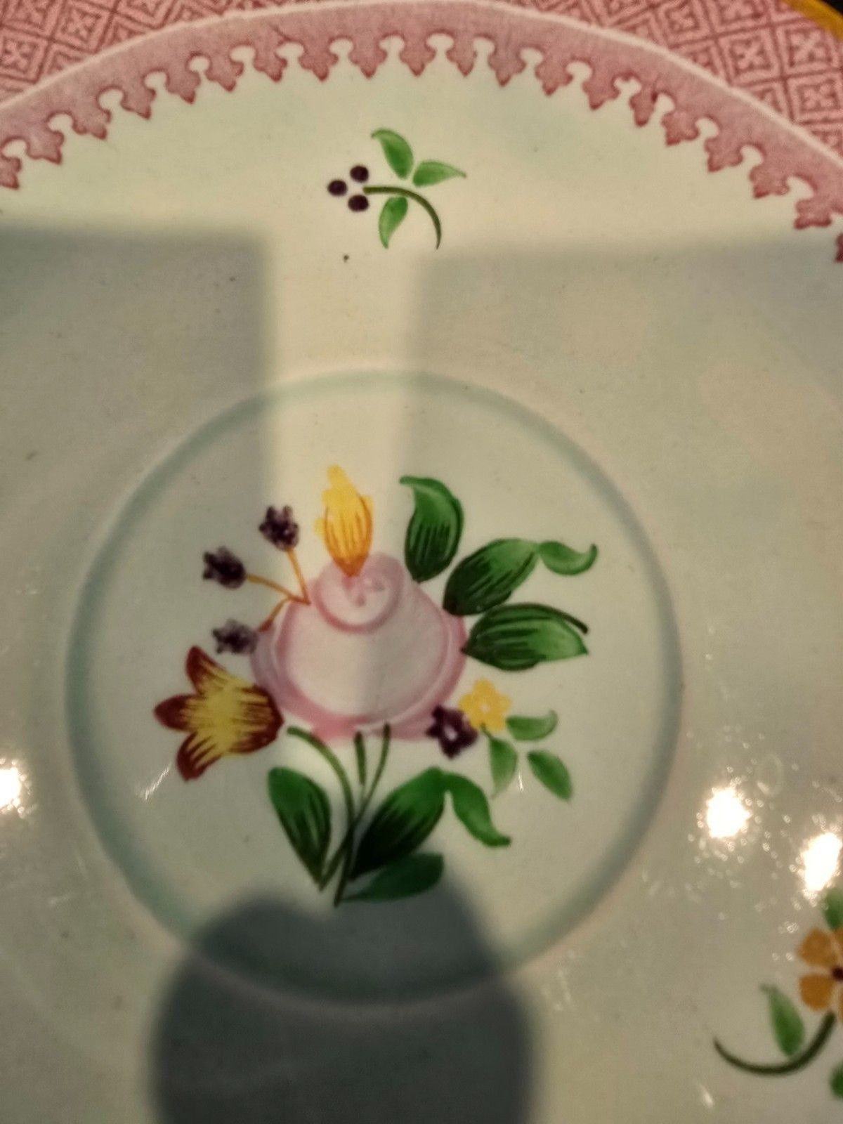 Adams Calyx Ware Lowestoft 2087 Hand Painted Cream Soup Bowl/Underplate England