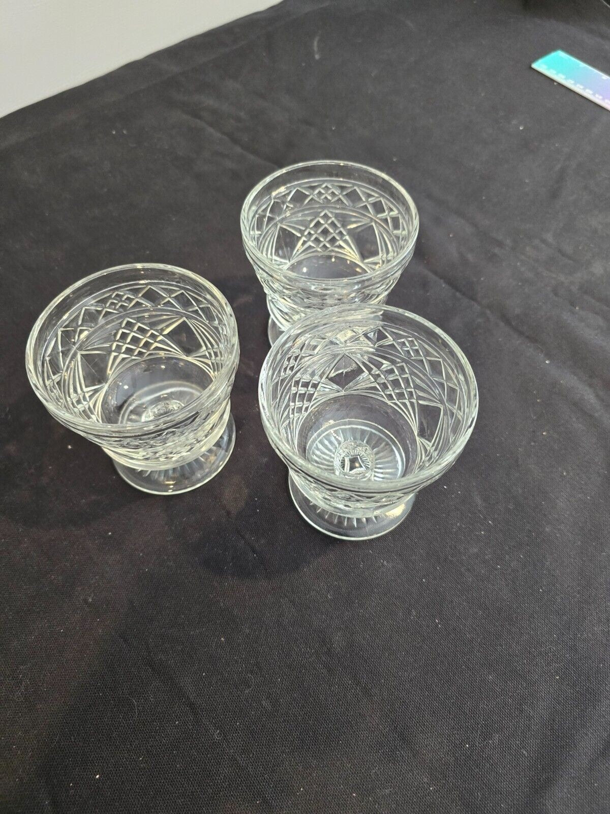 3 Hazel Atlas Big Top Peanut Butter Clear Champagne/Sherbet Glasses 3.5 inch