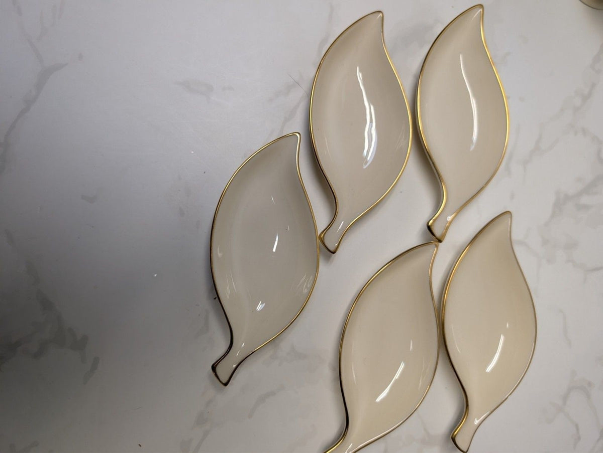 Lenox Ivory Gold Trim Lot Leaf Dishes Vase Bowl Planter Set