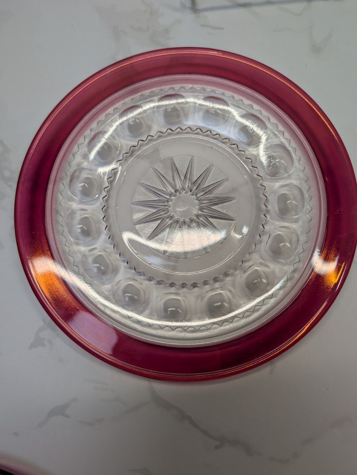 Tiffin King’s Crown Ruby Flash Dessert/Salad Plates Set of 4 7” Sandwich Plates