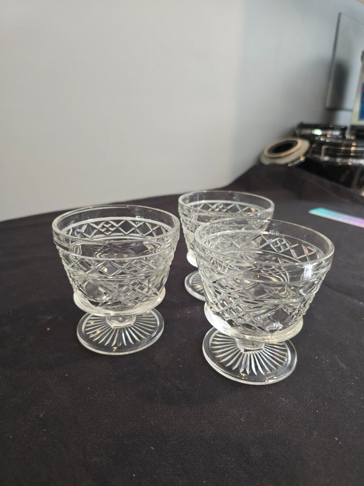 3 Hazel Atlas Big Top Peanut Butter Clear Champagne/Sherbet Glasses 3.5 inch