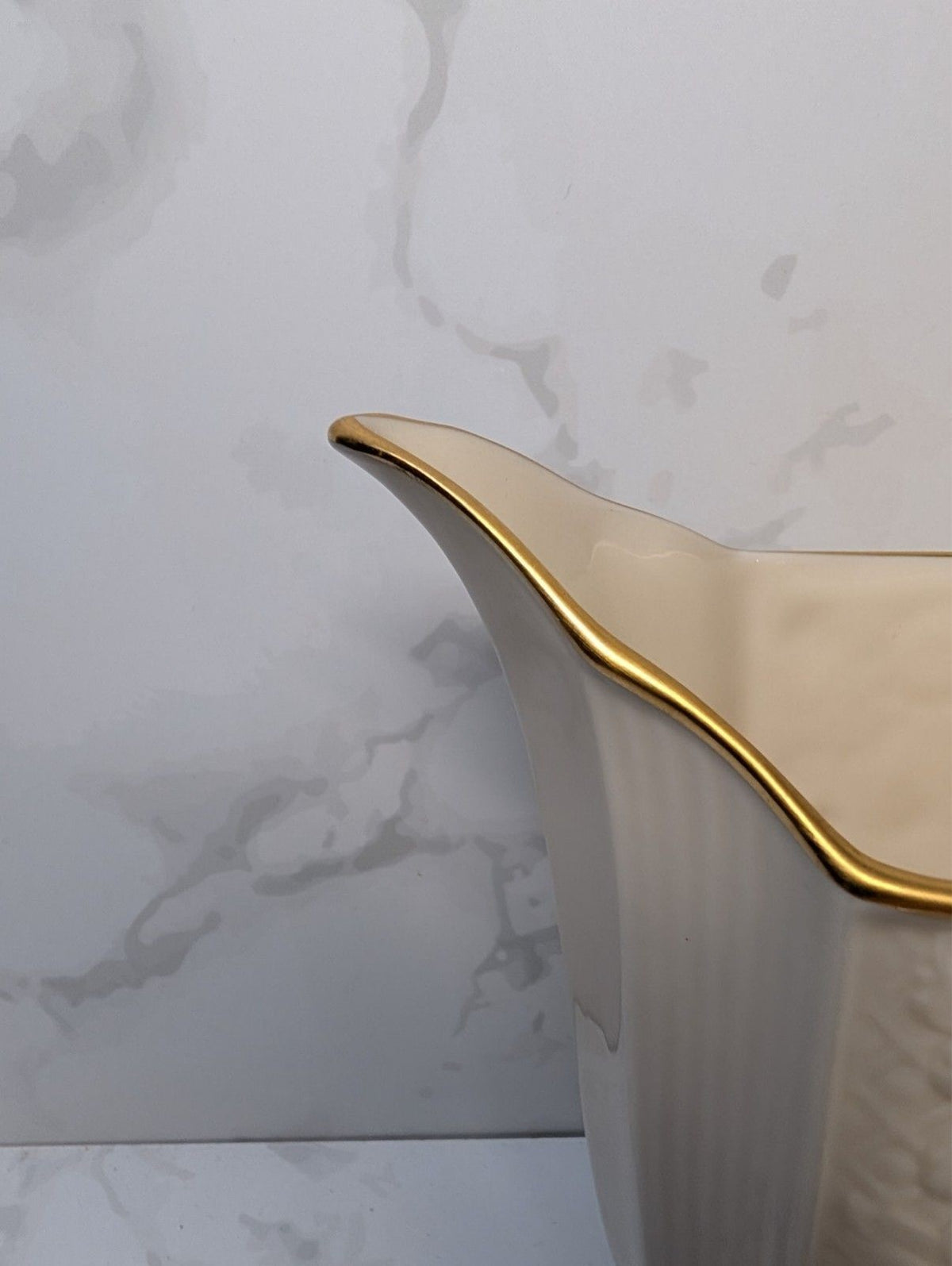 Lenox Ivory Gold Trim Small Pitcher 24 Oz USA Embossed Leaf Pattern