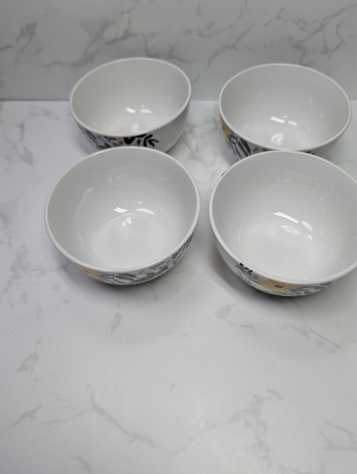 Royal Norfolk Bee Floral Cereal Bowls Set of 4 New Yellow Flowers 5.5"