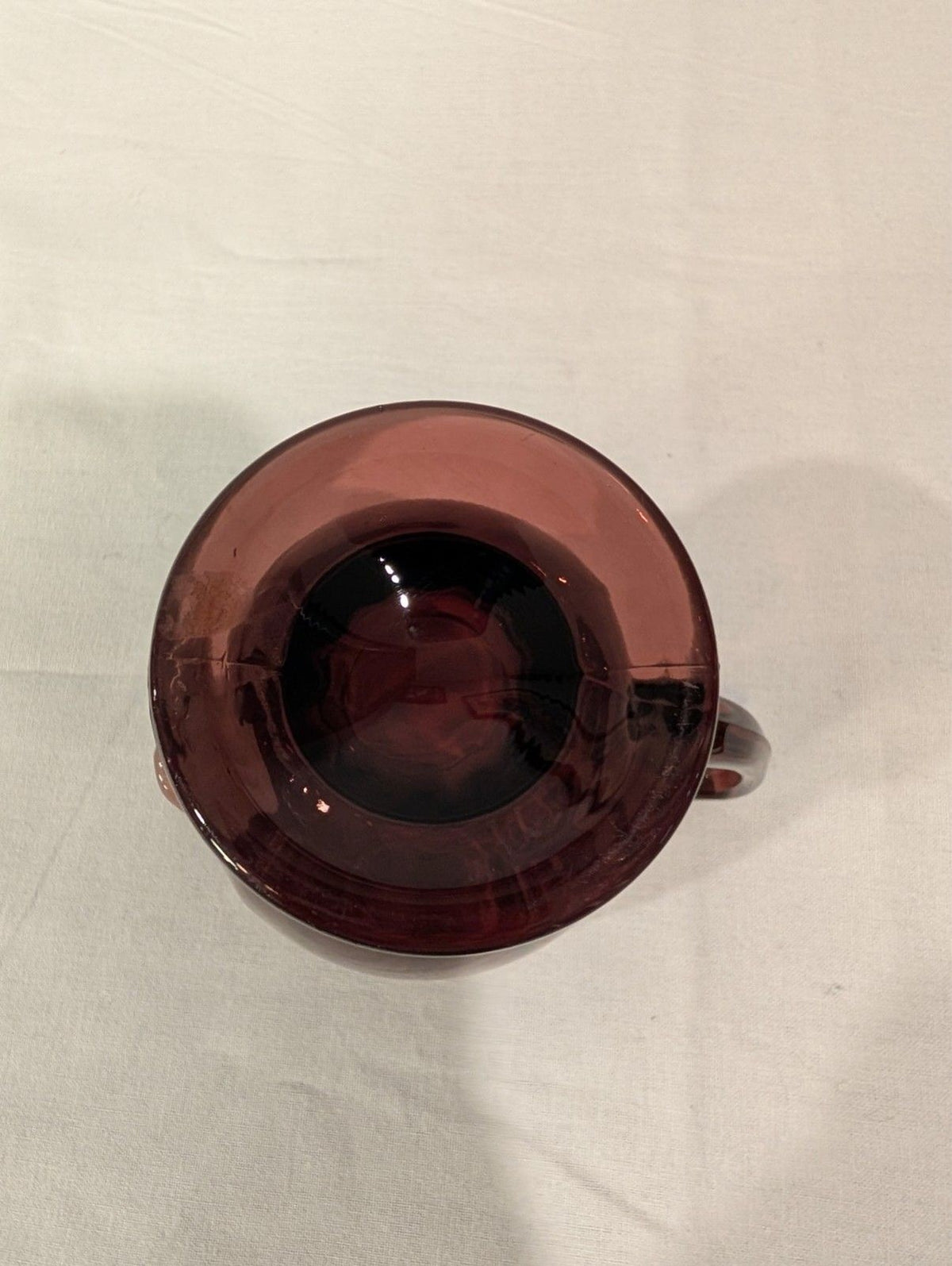 Vintage Amethyst Glass Sugar & Creamer Set — Scalloped Rim — Pedestal Base — MCM