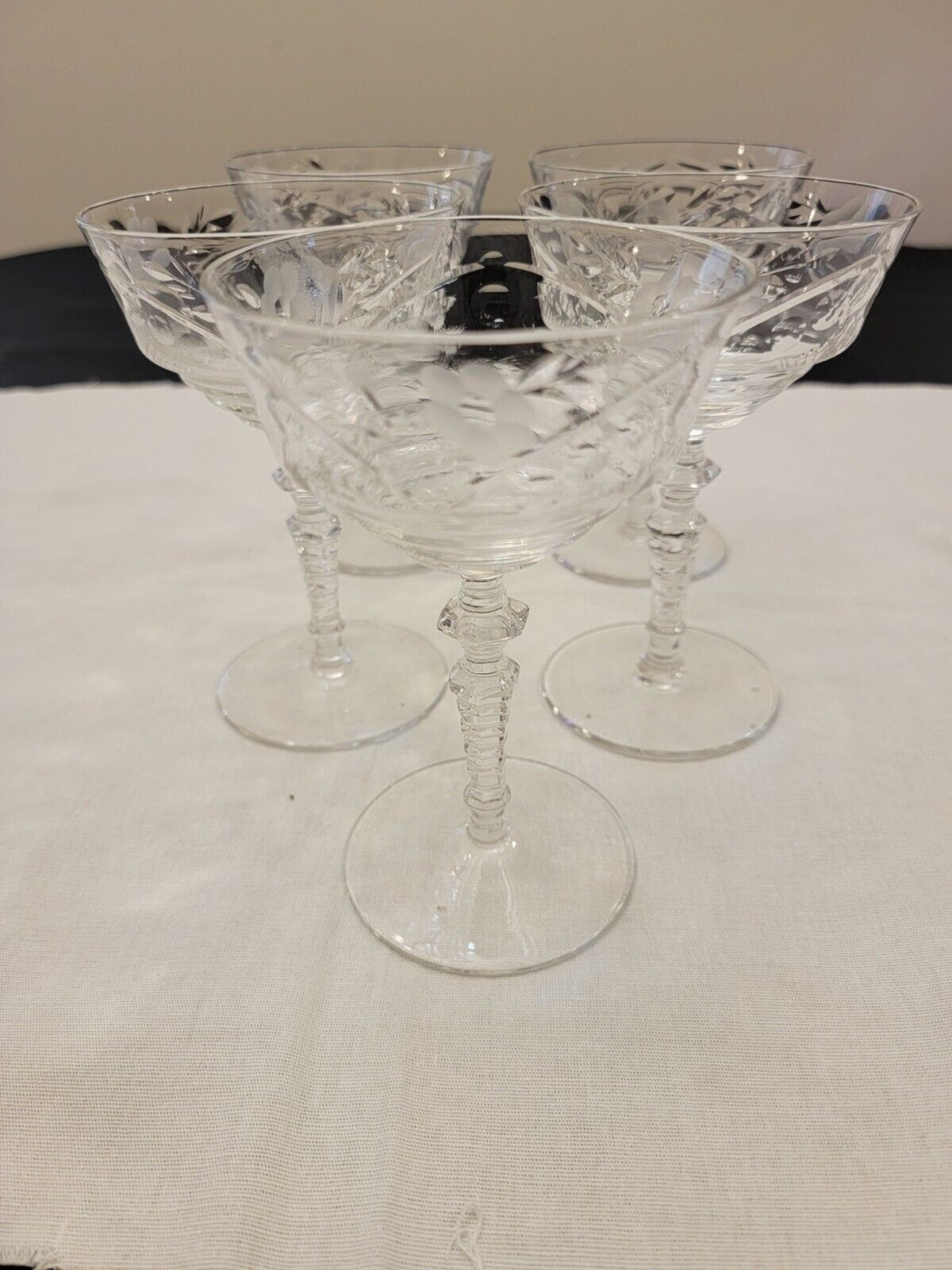 Set of 5 #2006 Libbey Rock Sharpe Marshfield Tall Champagne/Sherbet