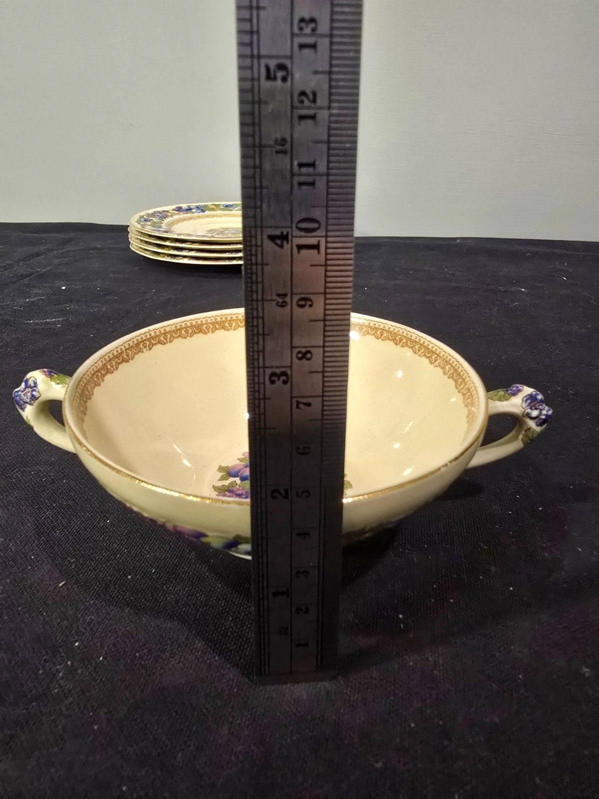 Crown Ducal "Florentine" Cream Soup Bowls with Underplates – Set of 4