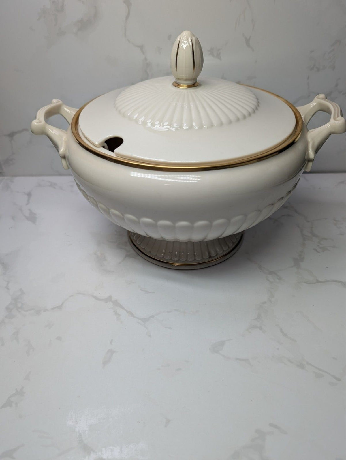 Lenox Georgian Covered Vegetable Bowl Tureen Ivory Gold USA