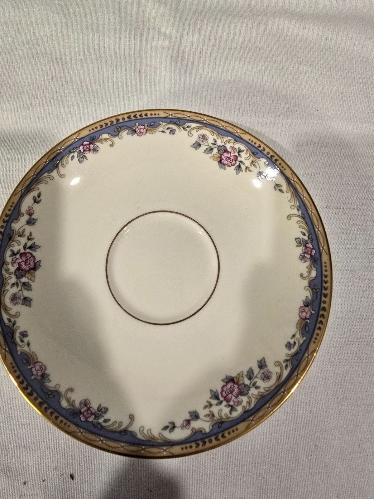 Lenox Southern Vista Cup & Saucer Set Floral Blue Gold Trim