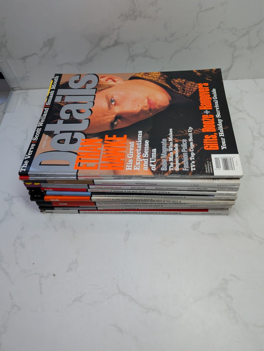 Details Magazine Complete 1998 Year Set 12 Issues Ethan Hawke Jordan JLo Hill