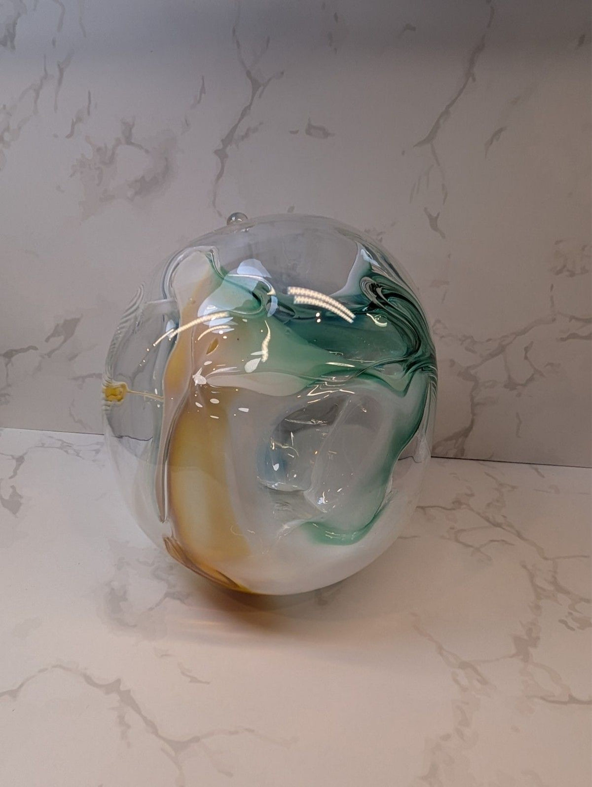 Peter Bramhall Signed Art Glass Sculpture — Handblown Abstract Form, Dated 1972