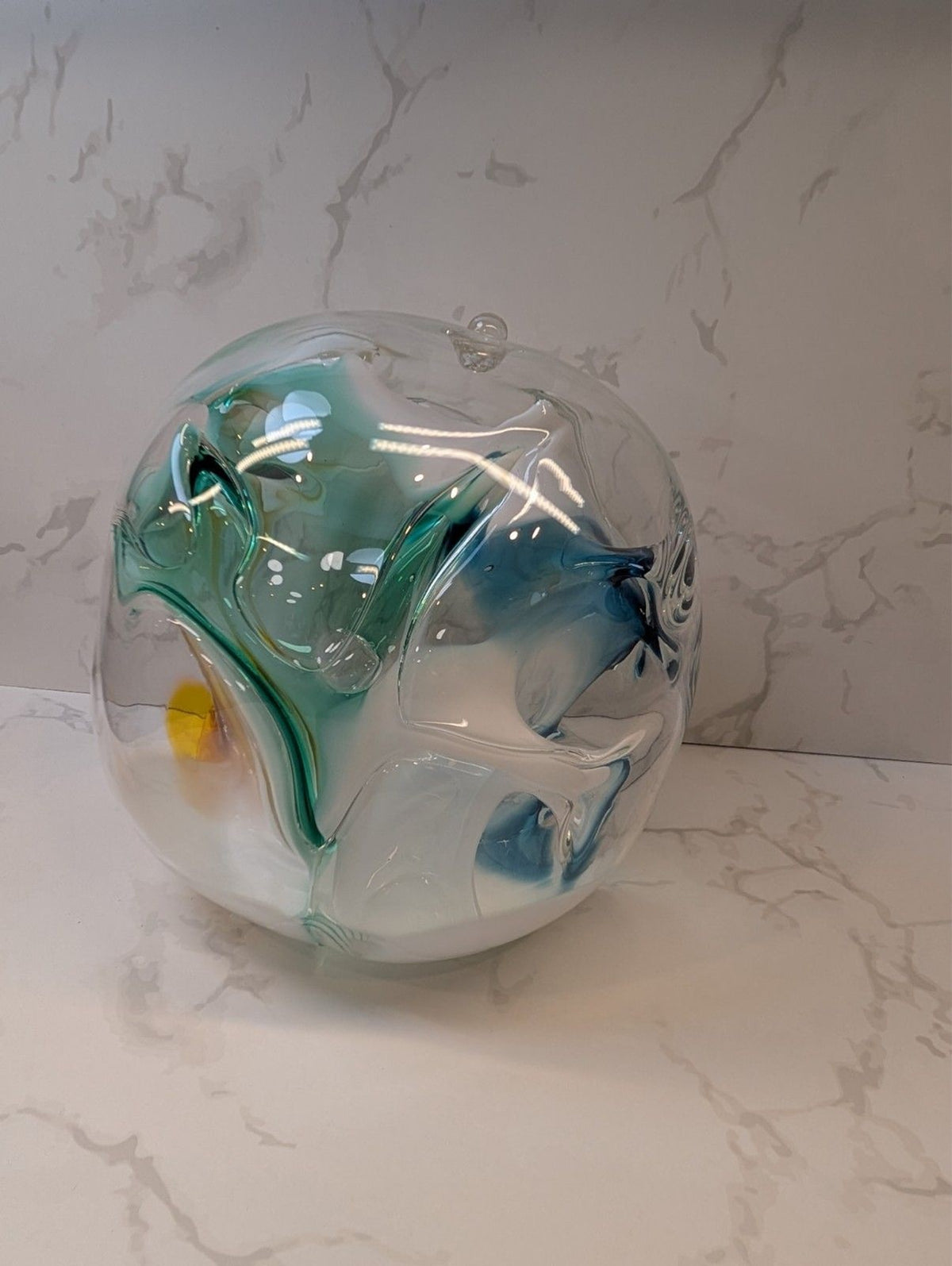 Peter Bramhall Signed Art Glass Sculpture — Handblown Abstract Form, Dated 1972