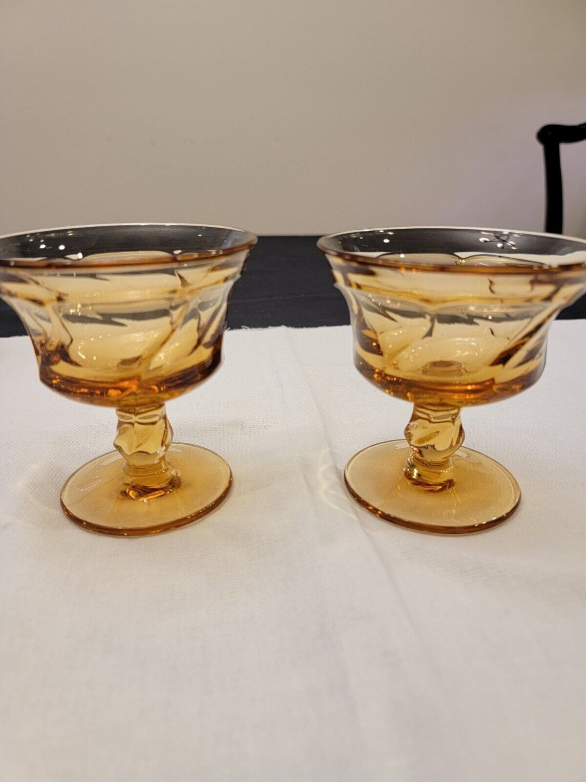Fostoria Jamestown 4 Amber Footed Goblets Champagne/Tall Sherbet