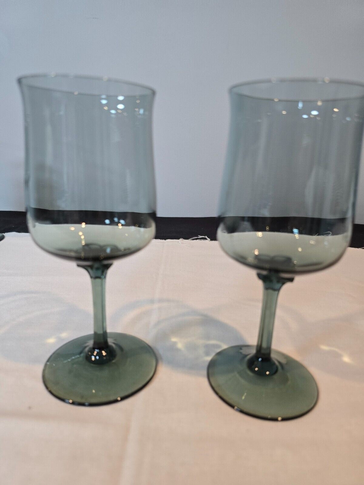 Set of 6 Lenox Crystal Silver Mist Blue Gray Water/Wine Goblet Glasses 6"