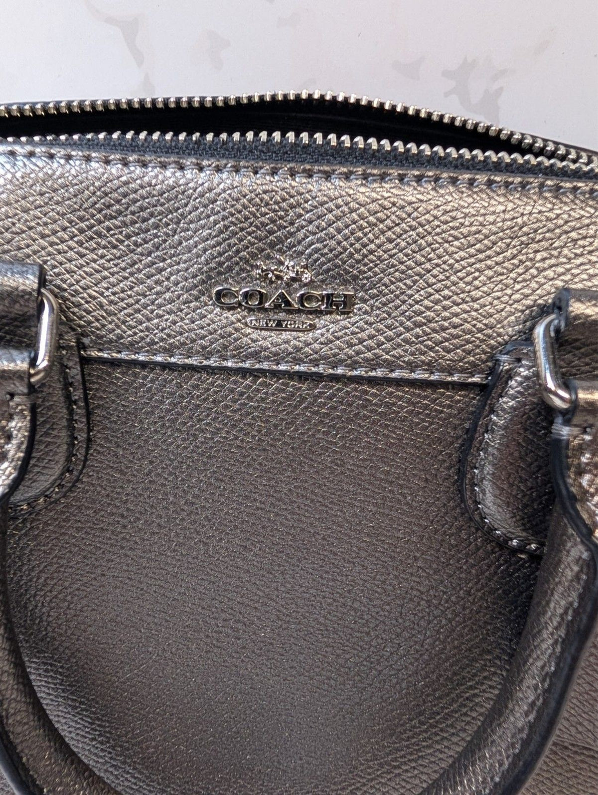 Coach Bennett Satchel / Purse — Metallic Gunmetal Leather 2 Way