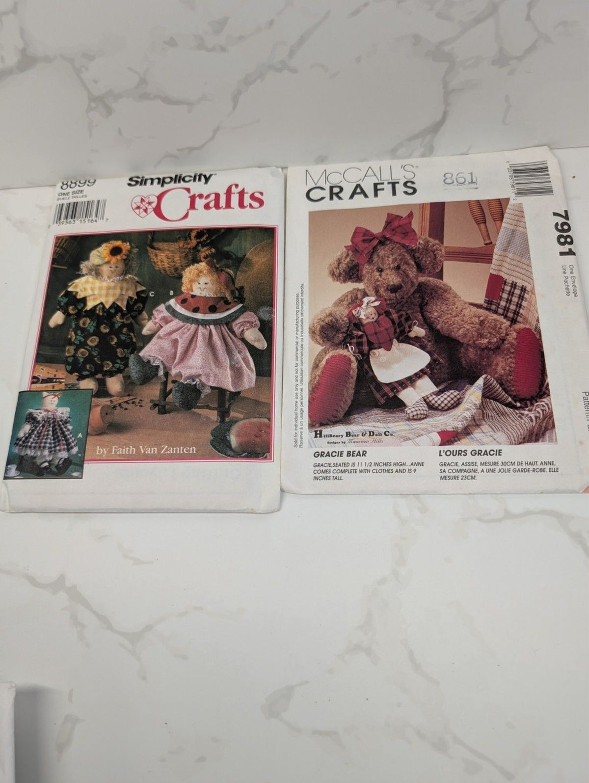McCall’s & Simplicity Crafts Sewing Pattern Lot – 8 Uncut Vintage Doll/Seasonal