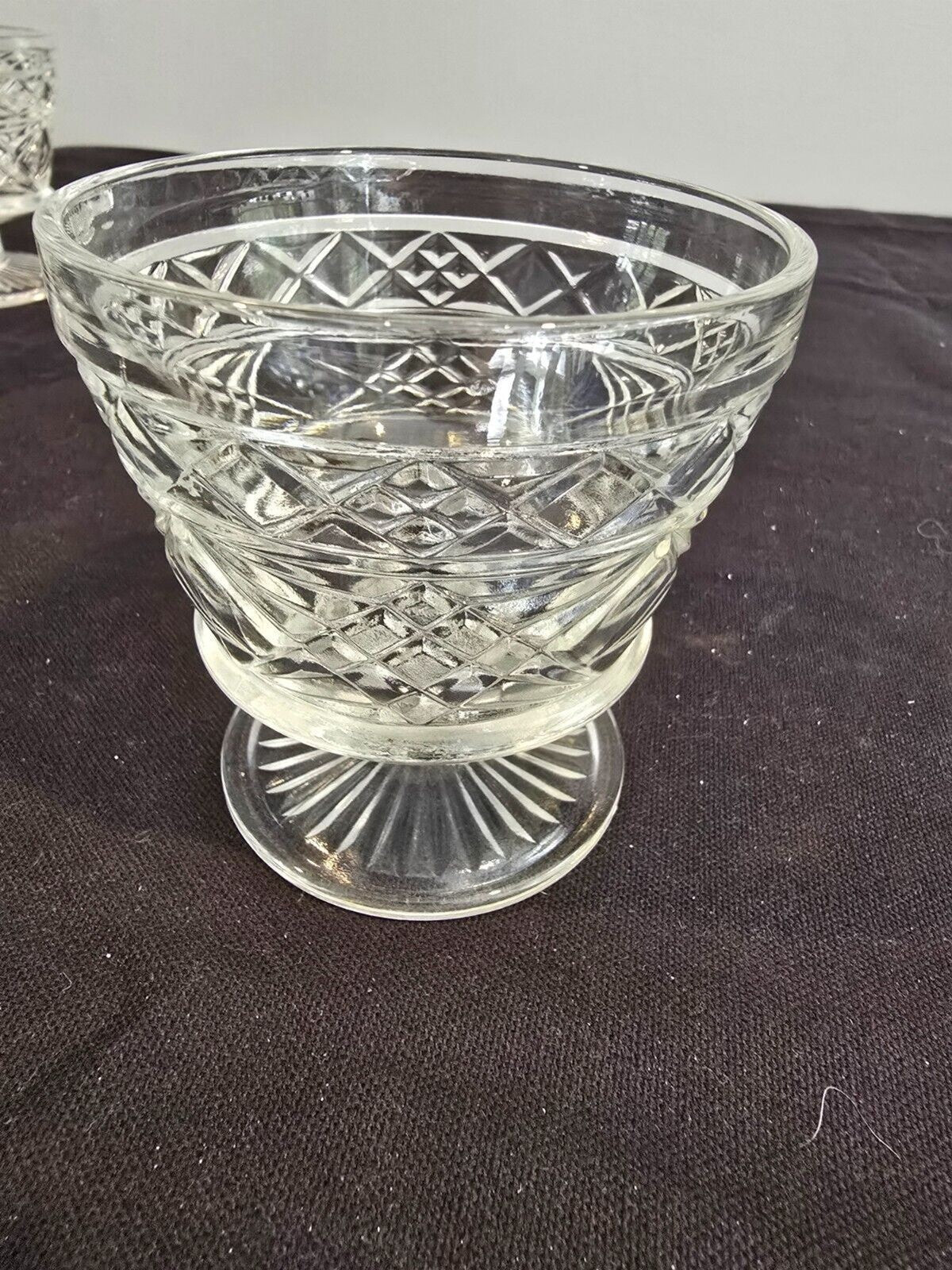 3 Hazel Atlas Big Top Peanut Butter Clear Champagne/Sherbet Glasses 3.5 inch