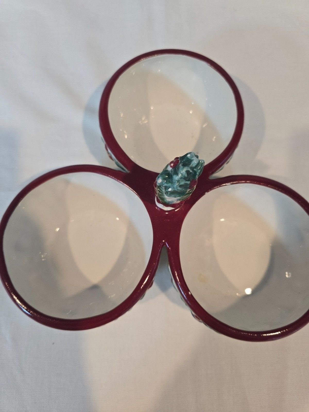 Pfaltzgraff Holiday Garland Triple Section Server – Divided Snack / Candy Dish
