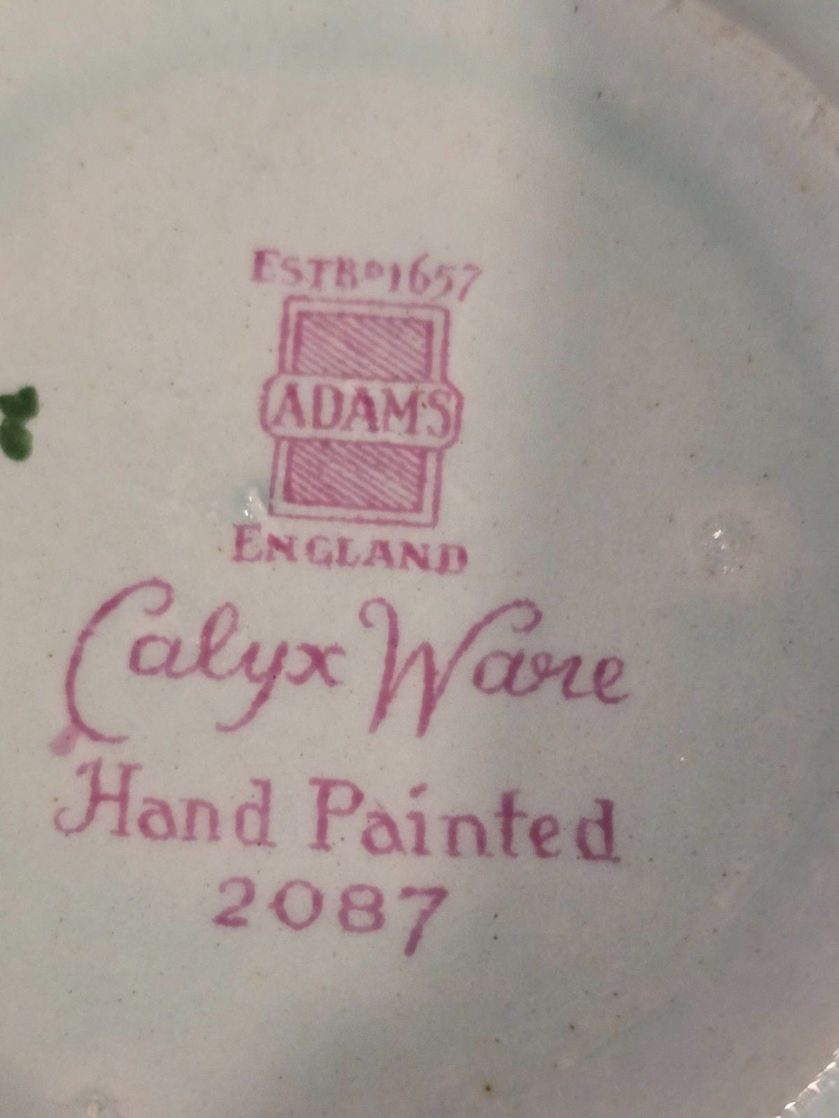 Adams Calyx Ware Lowestoft 2087 Hand Painted Cream Soup Bowl/Underplate England