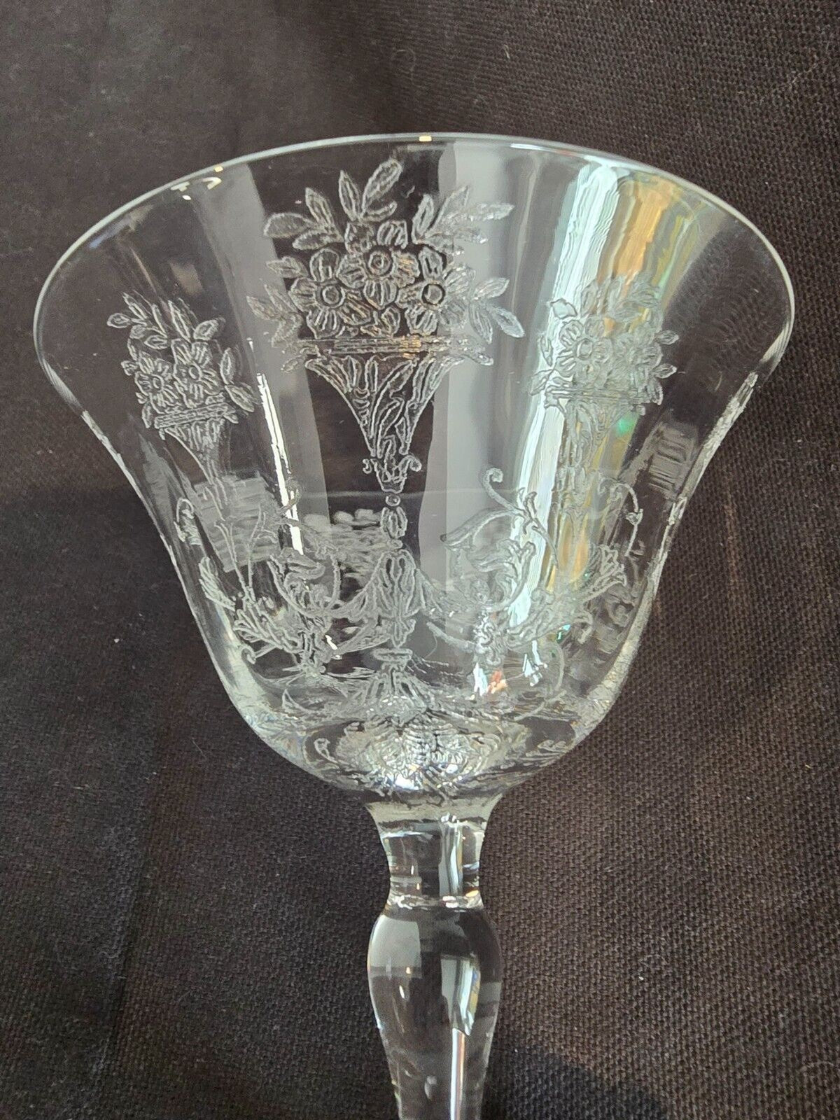 Morgantown Mayfair 7711 Etched Low Sherbet/Champagne  Glasses 4.25" Set of 5