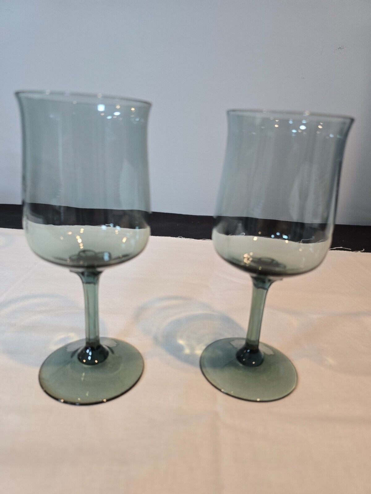 Set of 6 Lenox Crystal Silver Mist Blue Gray Water/Wine Goblet Glasses 6"