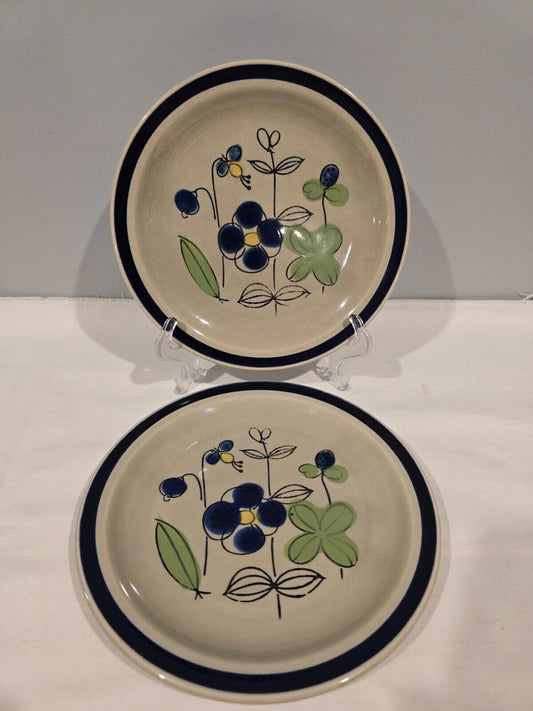 Set of 2 Quasar Petit Fleur Sy-9873R Salad Plate Stone Ware Japan Hand painted