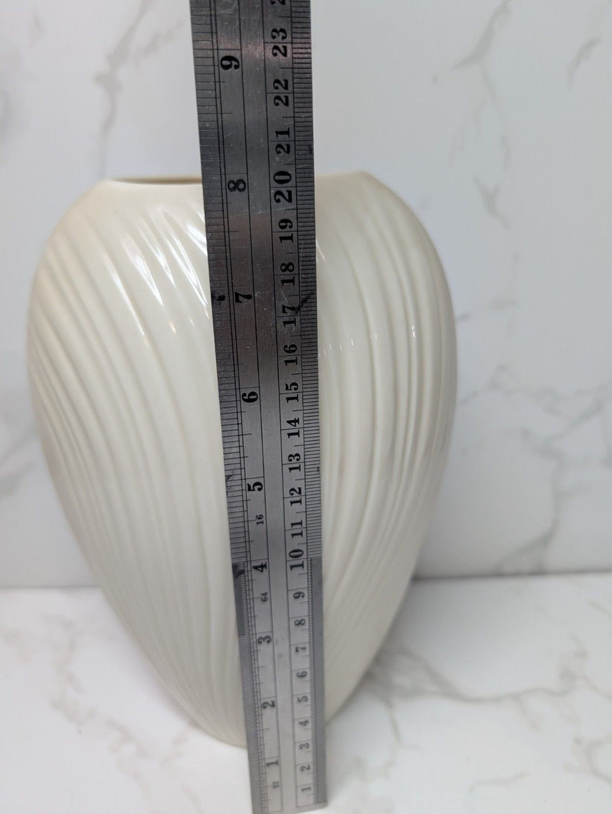 Lenox Ivory Ribbed Porcelain Vase Made in USA 8" Modern Swirl