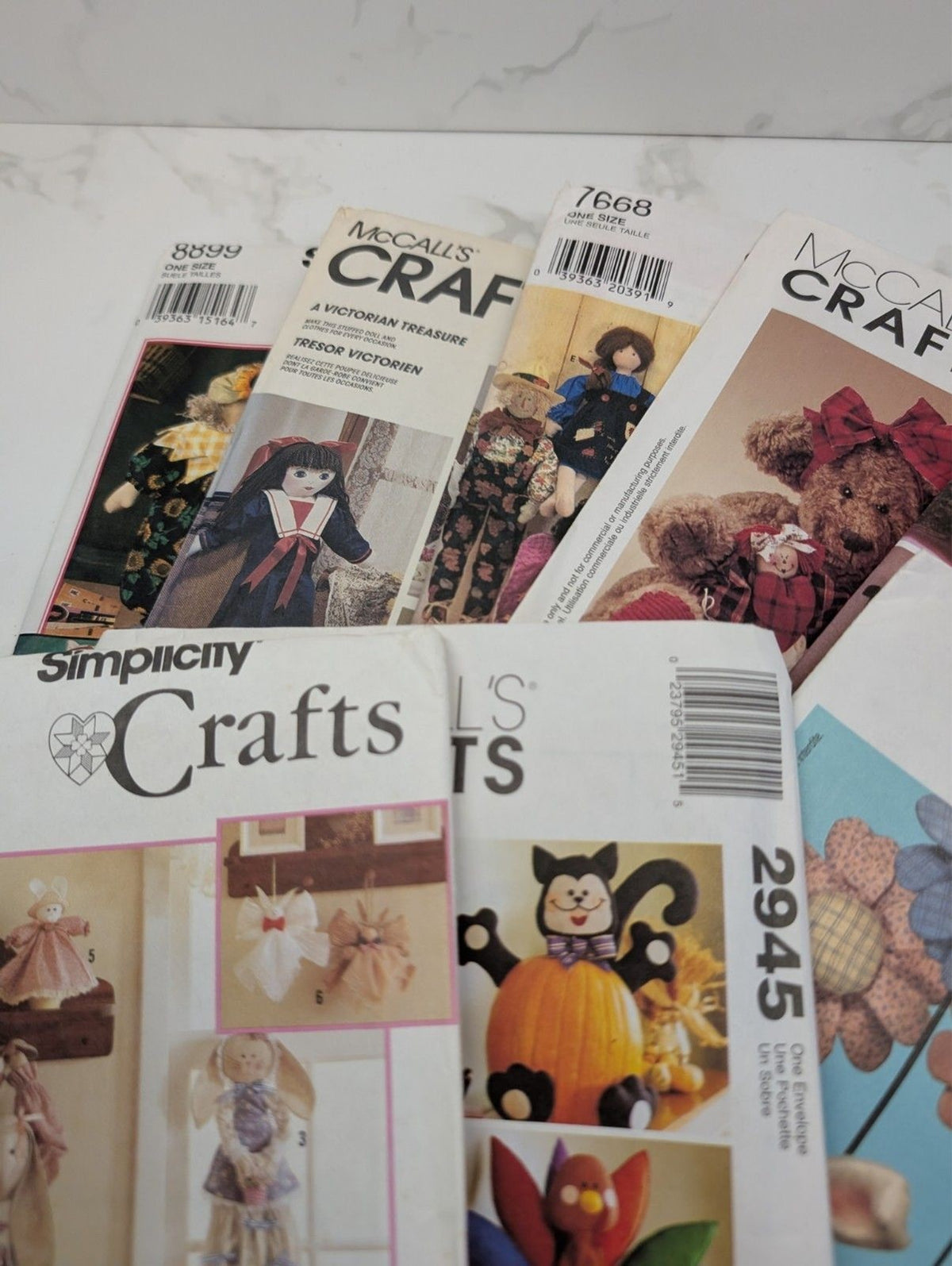 McCall’s & Simplicity Crafts Sewing Pattern Lot – 8 Uncut Vintage Doll/Seasonal