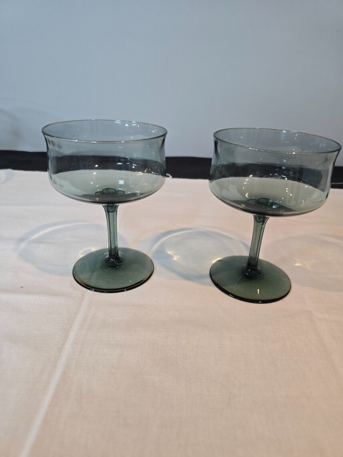 Set of 7 Lenox Crystal Silver Mist Blue Gray Champagne/Tall Sherbet Glasses 5"