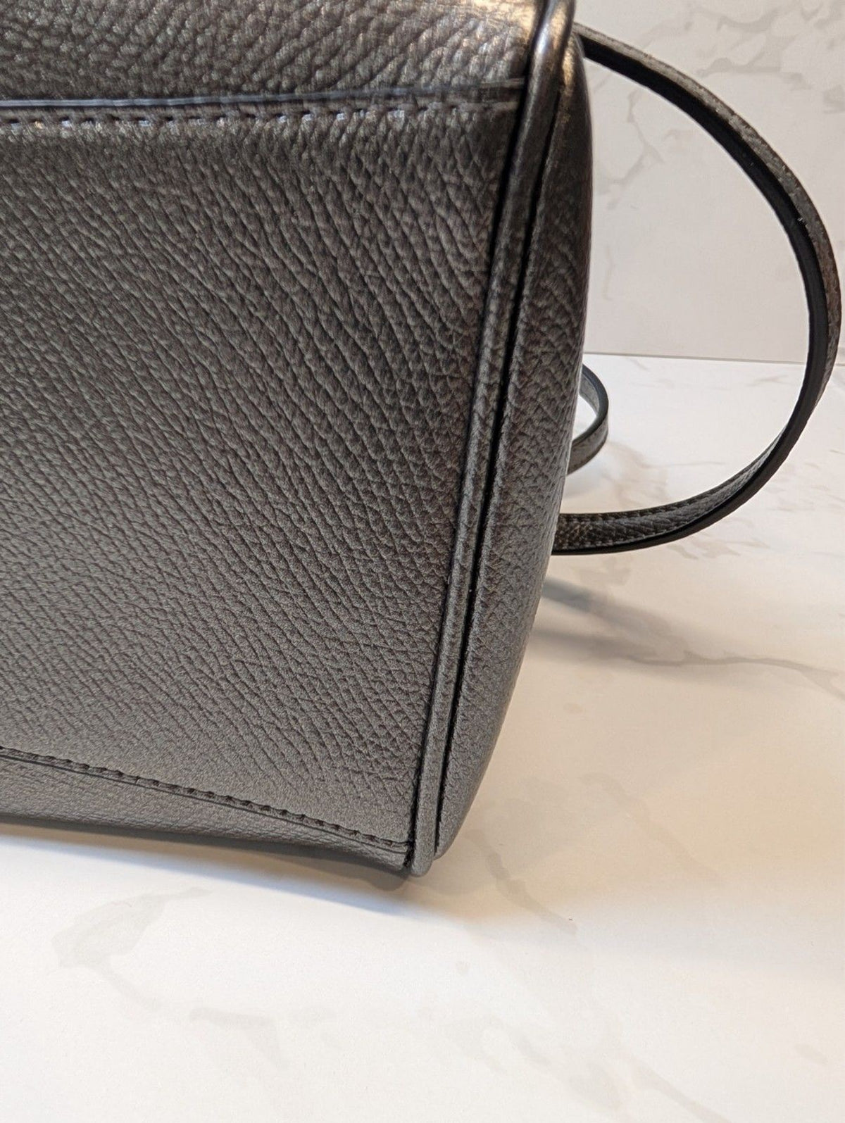 Coach Bennett Satchel / Purse — Metallic Gunmetal Leather 2 Way