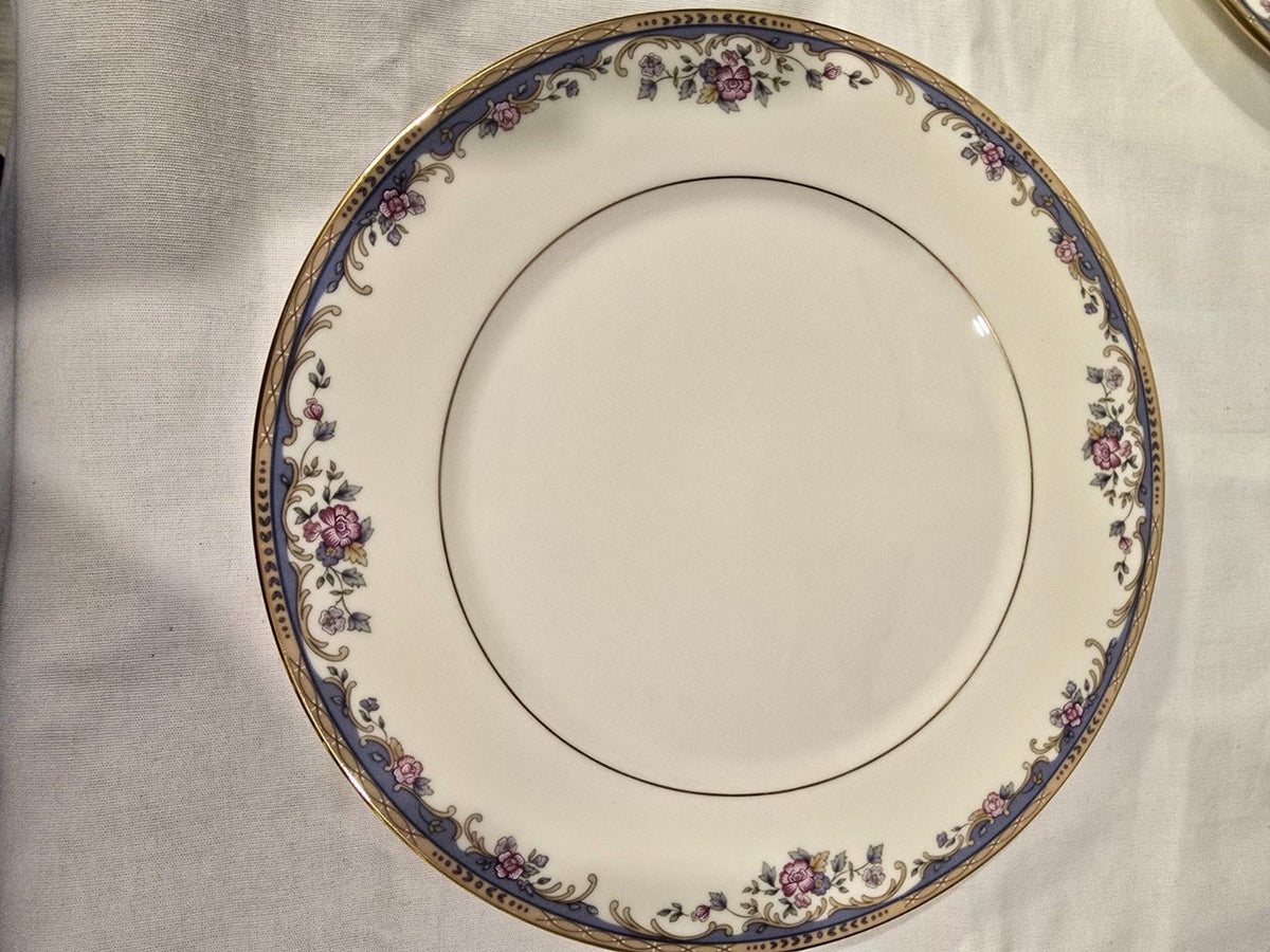 Lenox Southern Vista Dinner Plates 10 7/8" Set of 2 Floral Blue Gold Trim