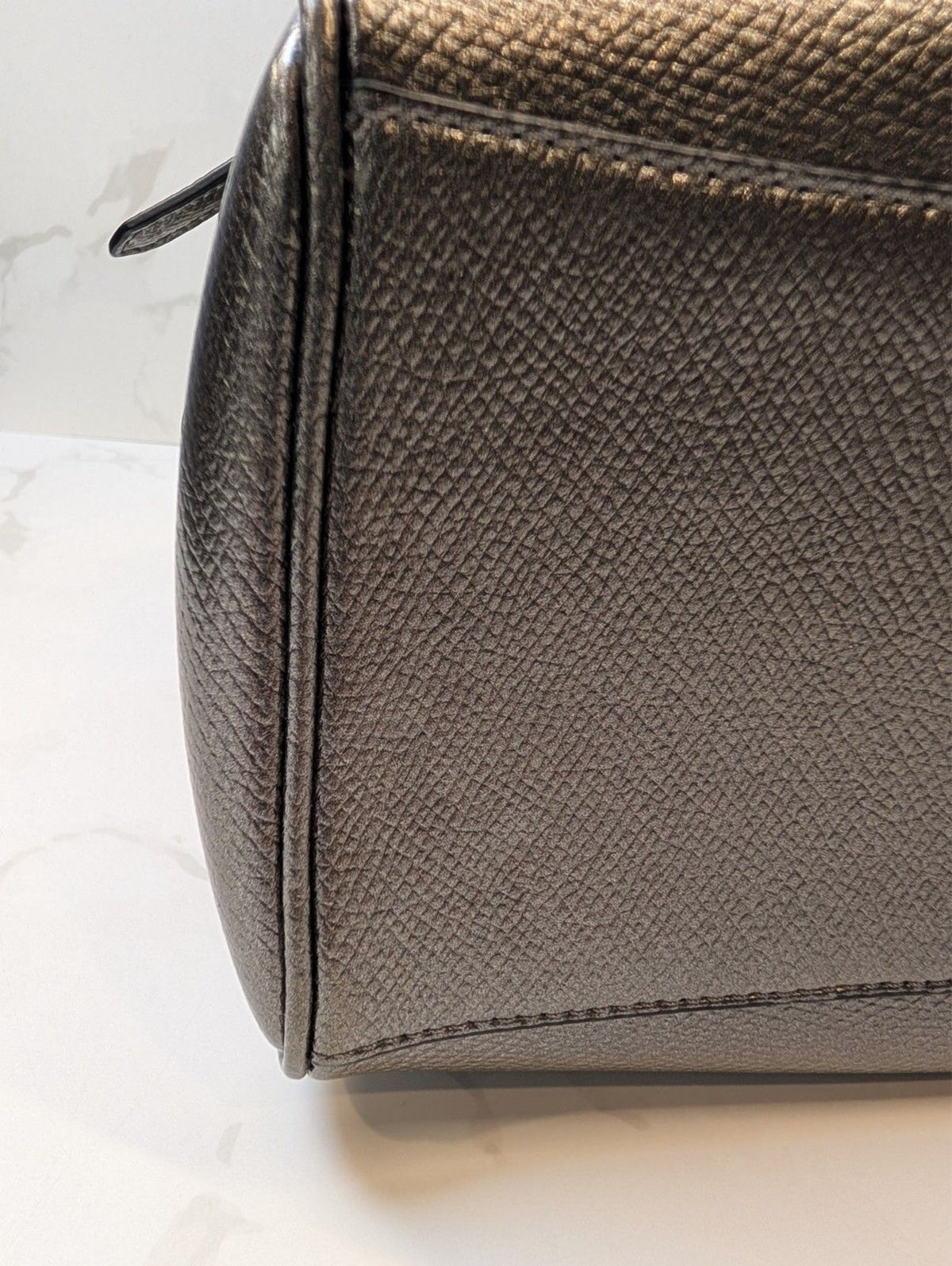 Coach Bennett Satchel / Purse — Metallic Gunmetal Leather 2 Way
