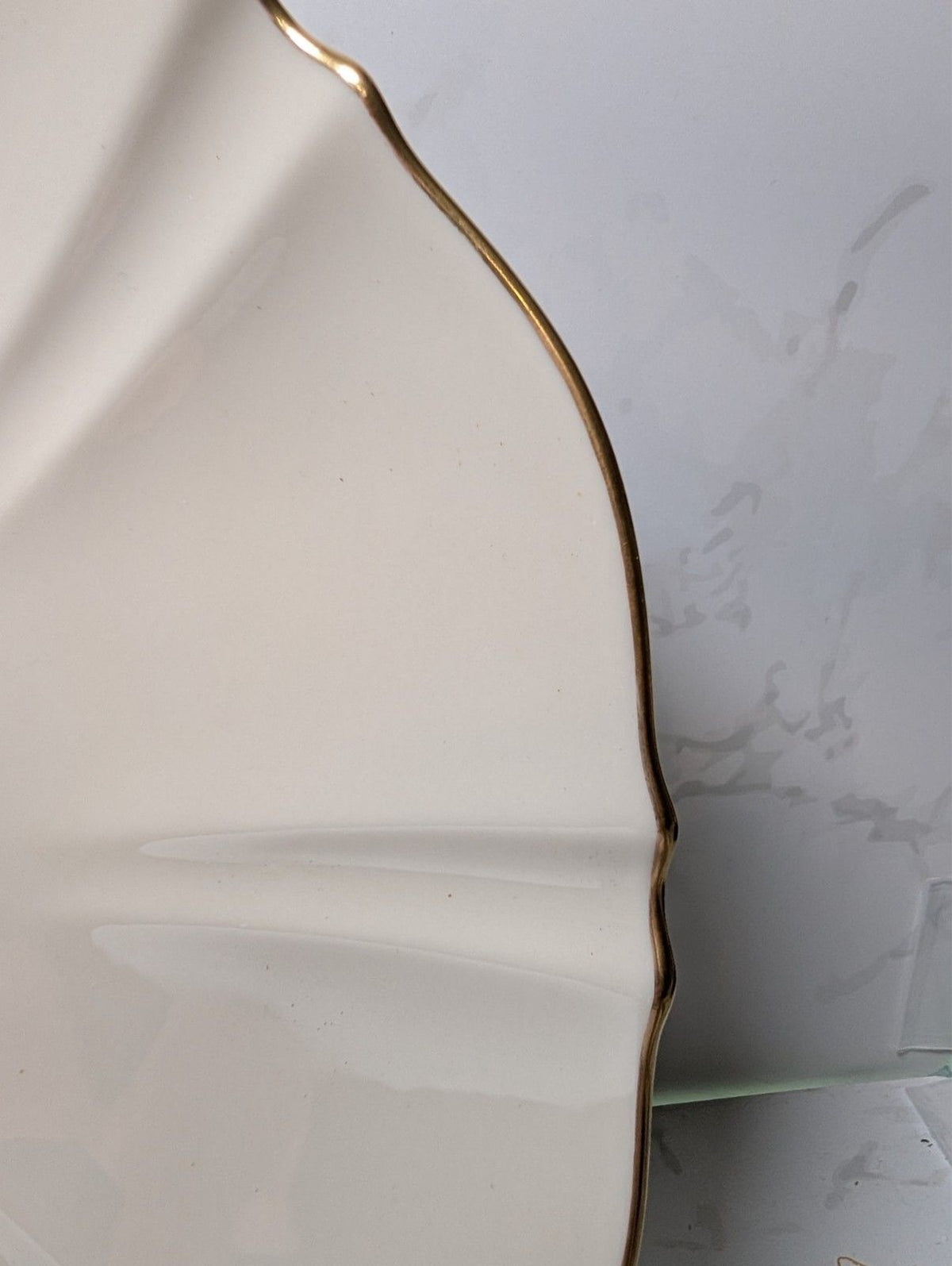 Lenox Symphony 12.75" Chop Plate Ivory Gold Trim Scalloped USA Made