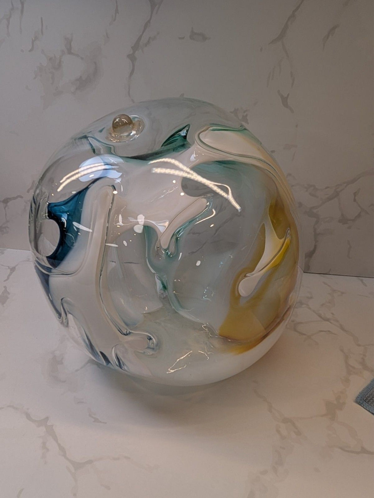 Peter Bramhall Signed Art Glass Sculpture — Handblown Abstract Form, Dated 1972