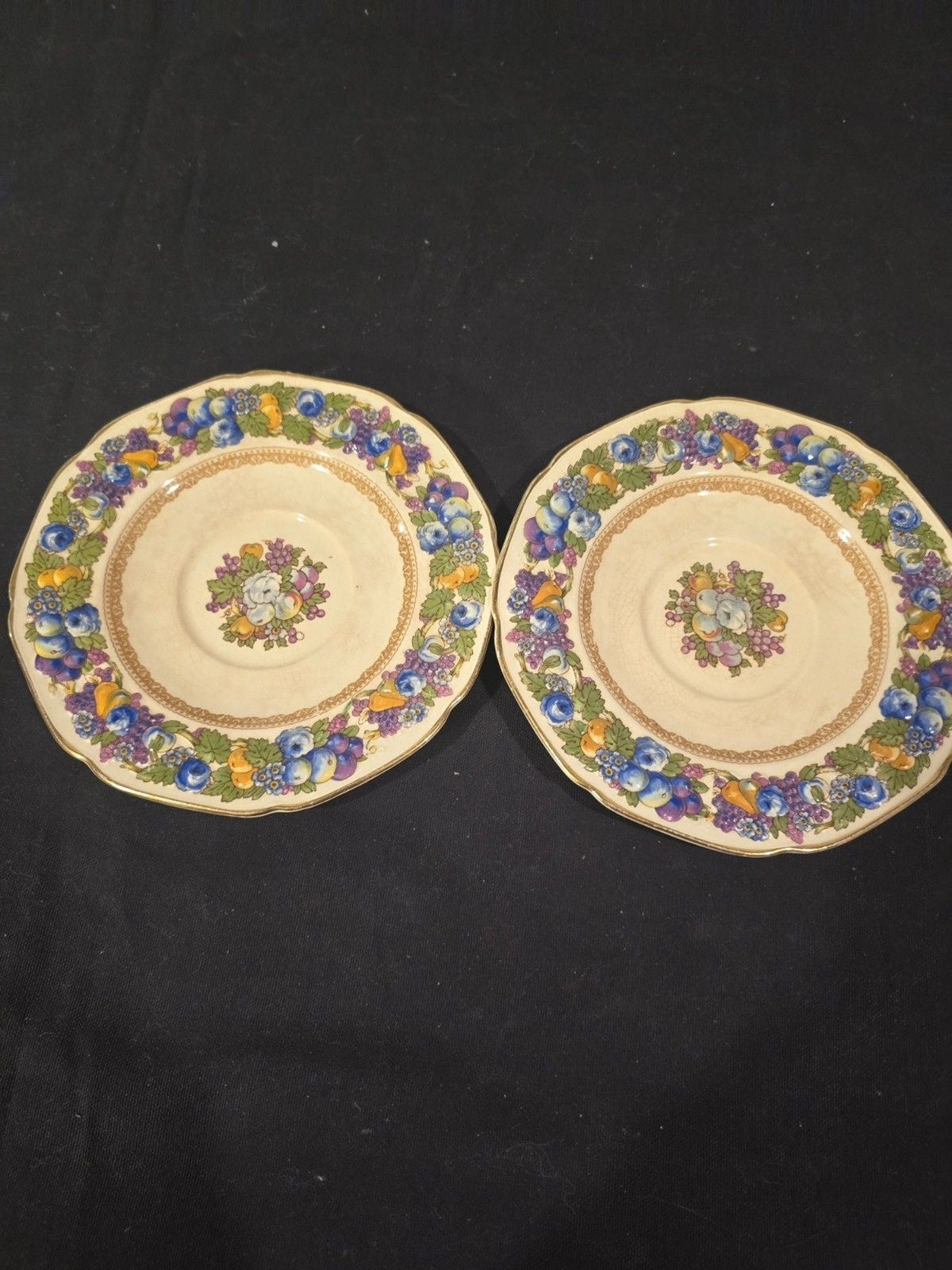 Crown Ducal "Florentine" Cream Soup Bowls with Underplates – Set of 4