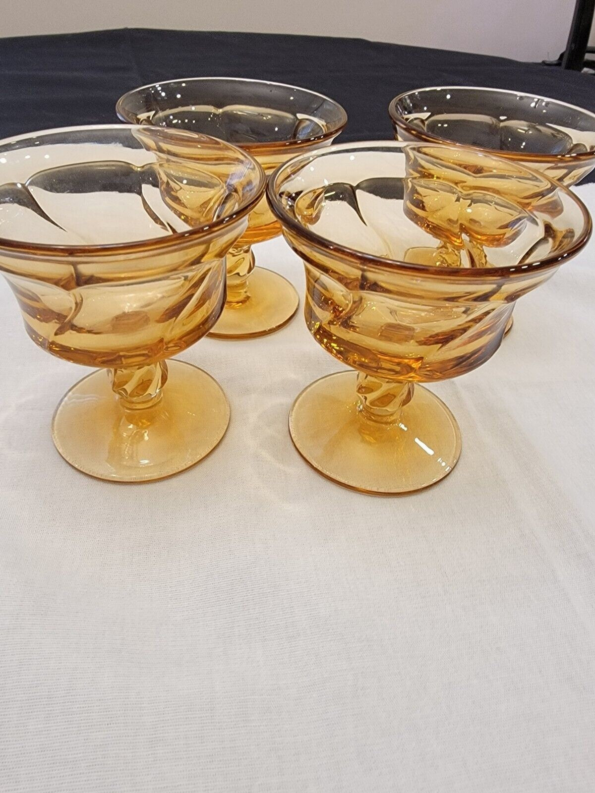 Fostoria Jamestown 4 Amber Footed Goblets Champagne/Tall Sherbet