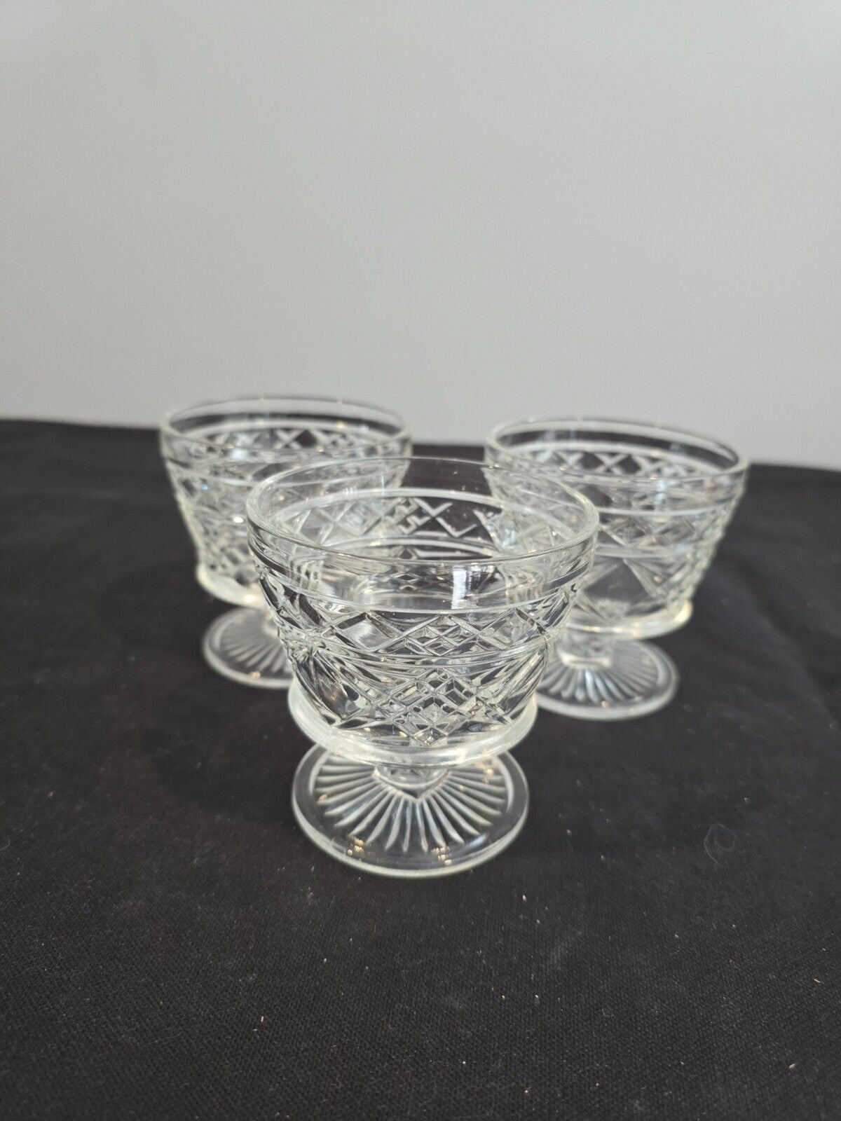 3 Hazel Atlas Big Top Peanut Butter Clear Champagne/Sherbet Glasses 3.5 inch