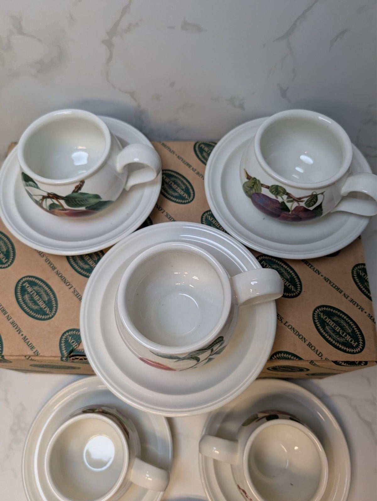 Portmeirion Pomona Tea Cups & Saucers Set 6 Boxed Susan Williams-Ellis