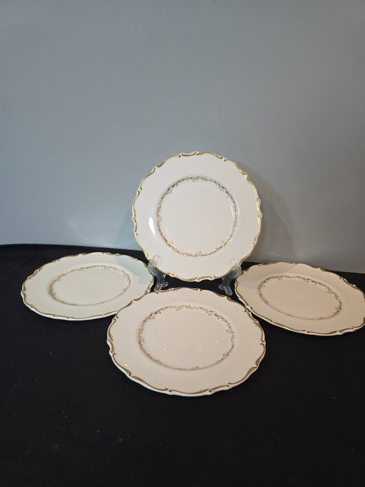 Set of 4 Royal Doulton Richelieu White/Gold 8" Salad Plates H4957