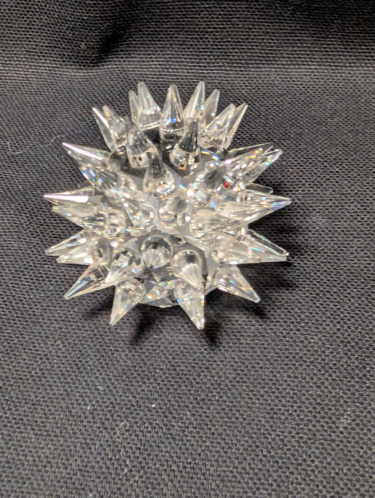 Swarovski Crystal Hedgehog Figurine Spiky Clear w Black Eyes w Box Austria