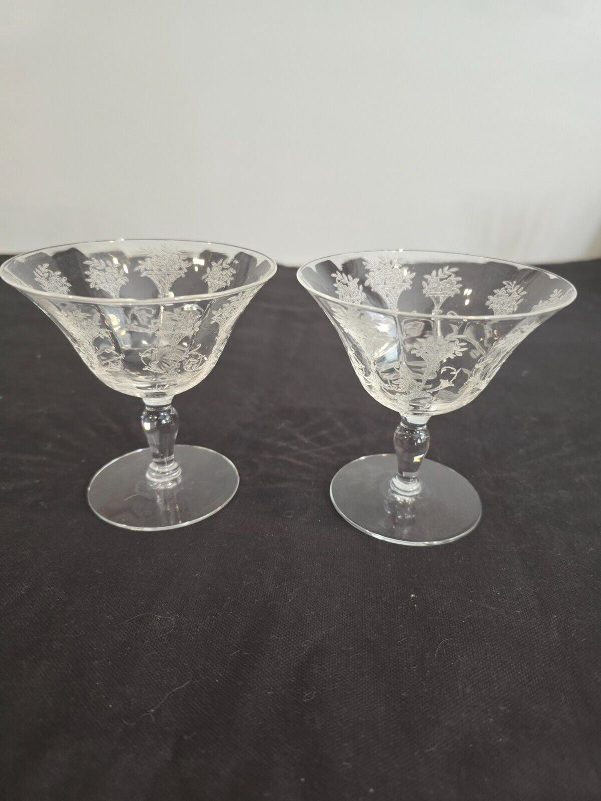 Morgantown Mayfair 7711 Etched Low Sherbet/Champagne  Glasses 4.25" Set of 5