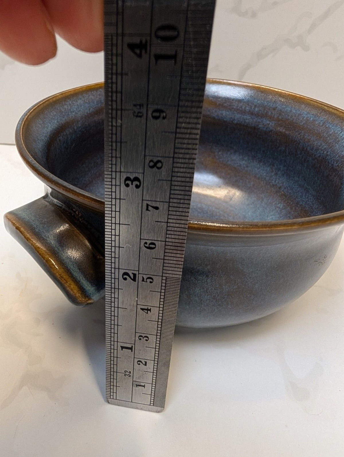 Signed B. Long Studio Pottery Blue Gray 5pc Set Hand Thrown Soup & Serving Bowls
