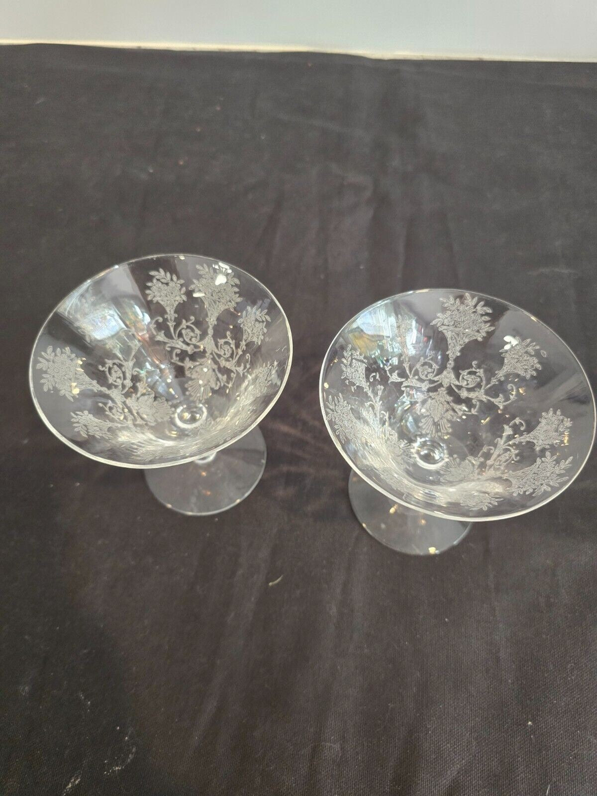 Morgantown Mayfair 7711 Etched Low Sherbet/Champagne  Glasses 4.25" Set of 5