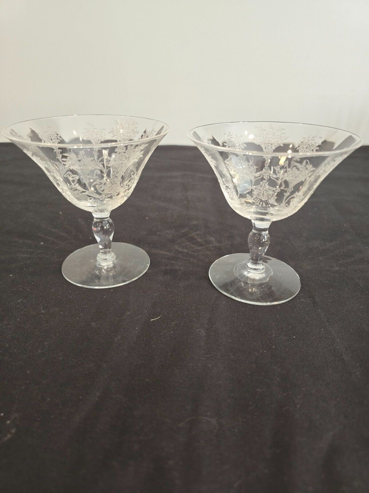 Morgantown Mayfair 7711 Etched Low Sherbet/Champagne  Glasses 4.25" Set of 5