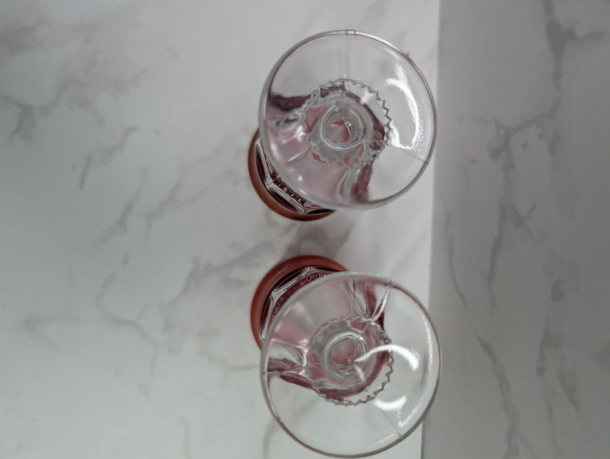 Tiffin King’s Crown Ruby Flash Wine Glasses Set of 4 Vintage Thumbprint Stemware