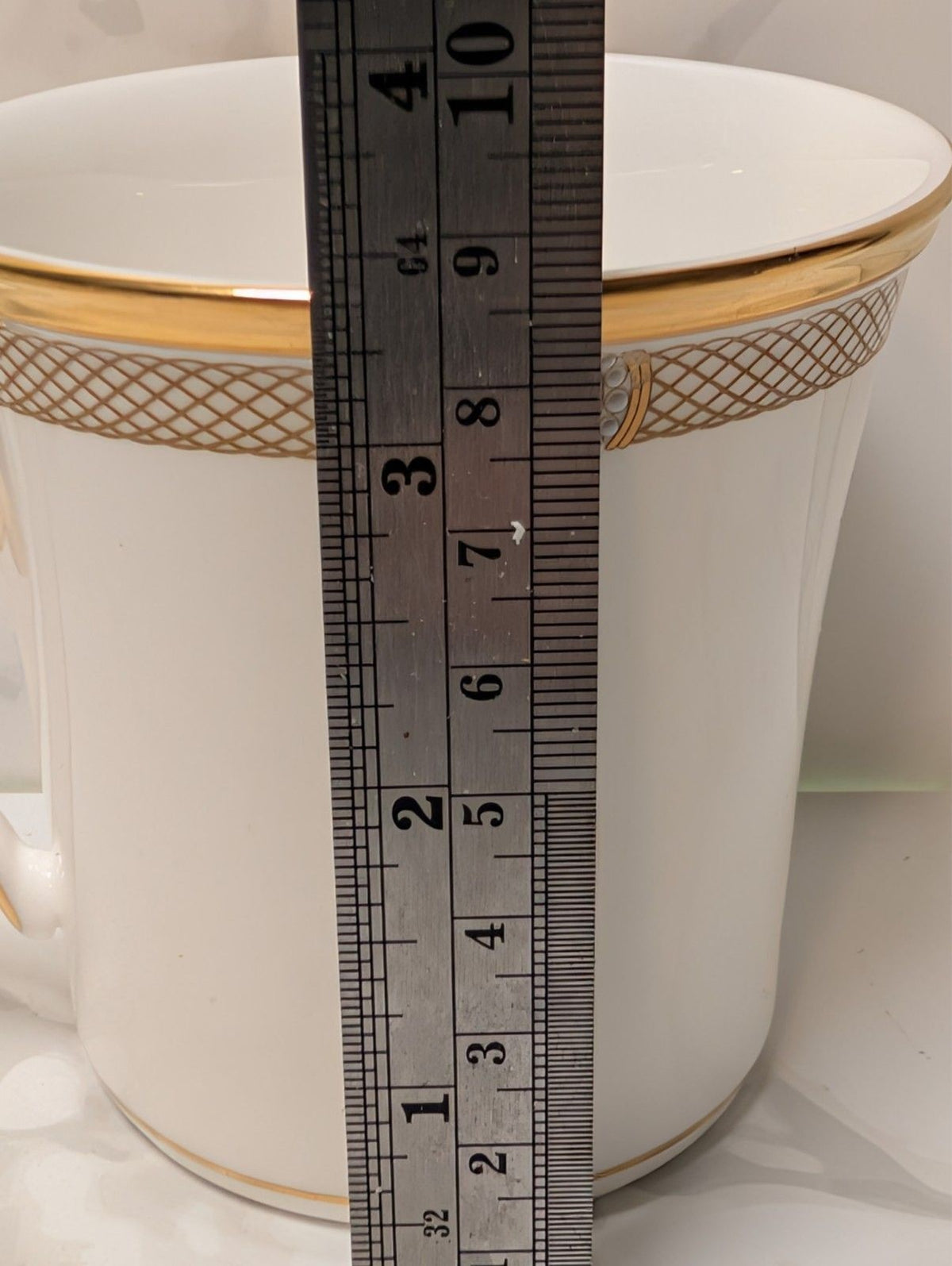 Lenox Eternal White Dimension II Set of 6 Mugs Gold Trim USA Made