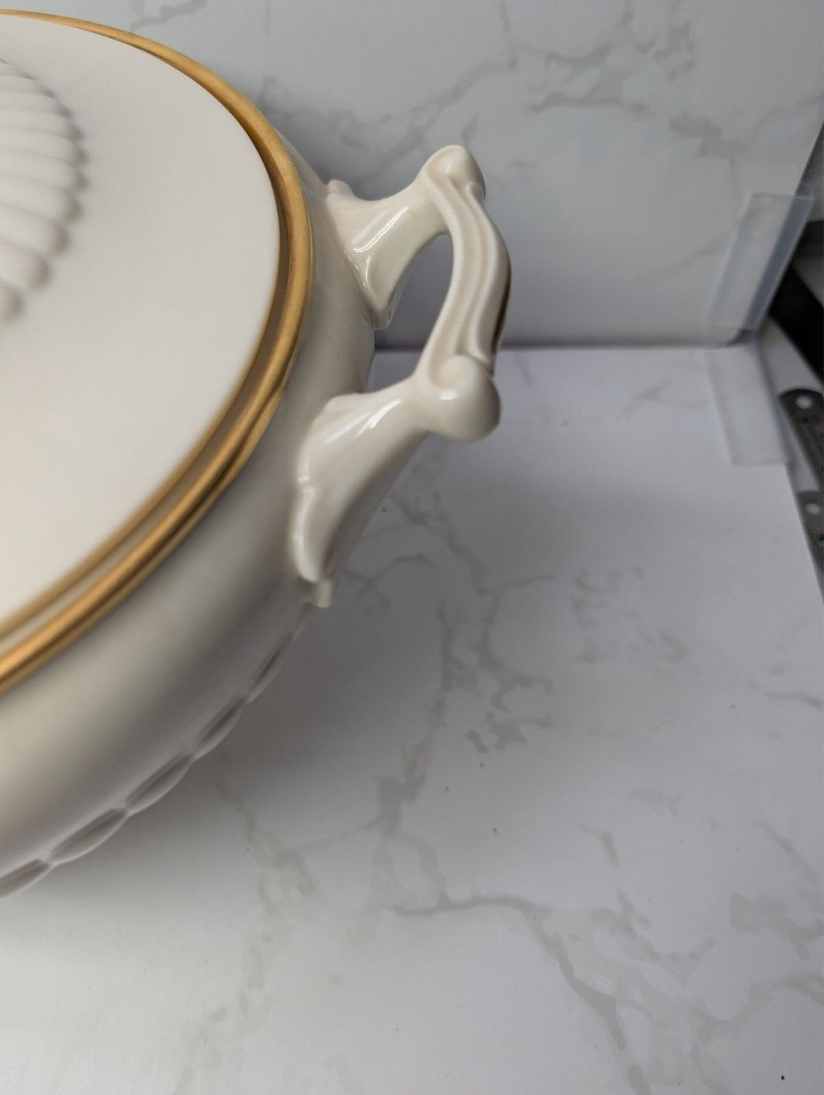 Lenox Georgian Covered Vegetable Bowl Tureen Ivory Gold USA