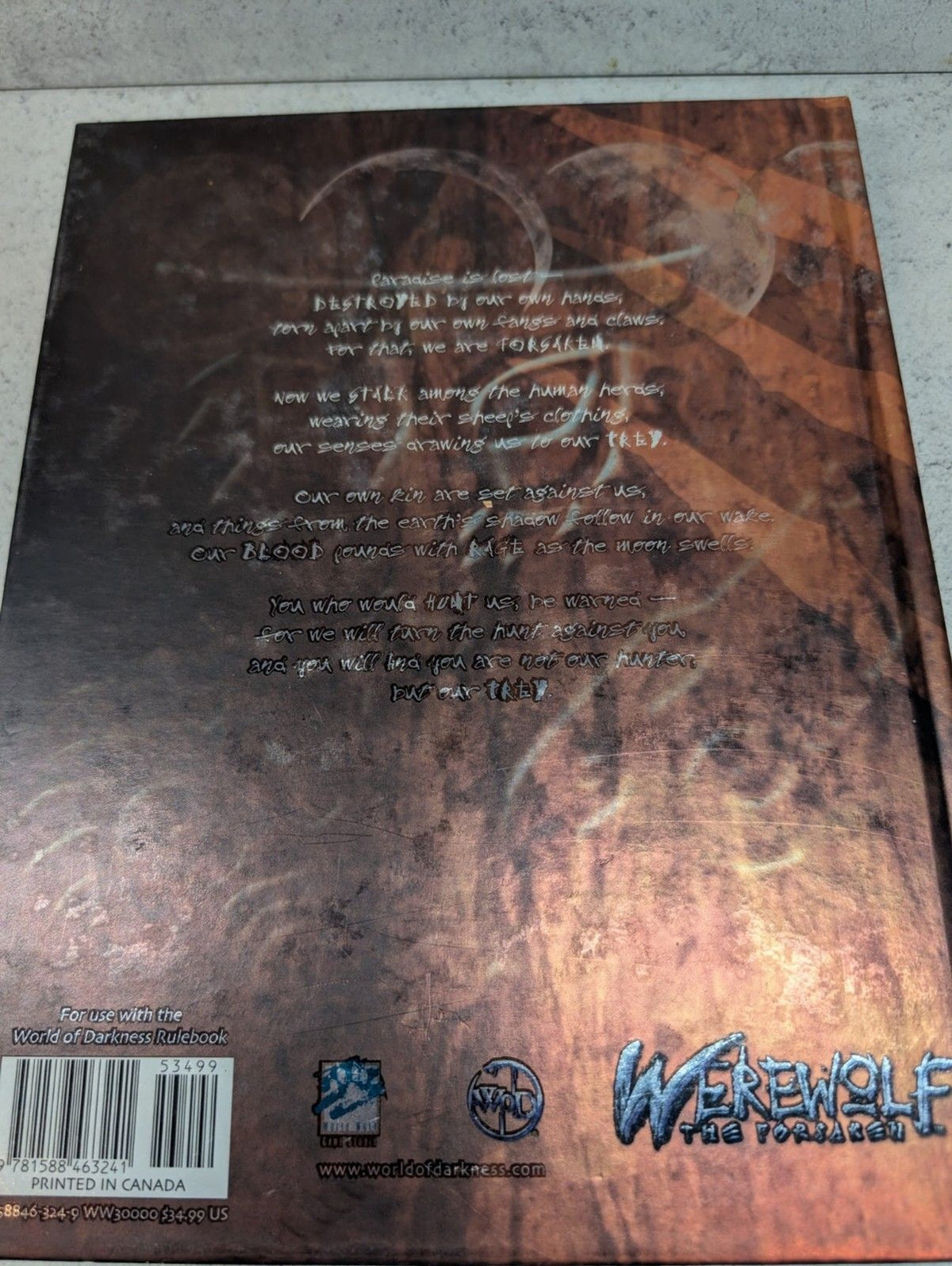 Werewolf: The Forsaken RPG Core Rulebook Hardcover World of Darkness White Wolf