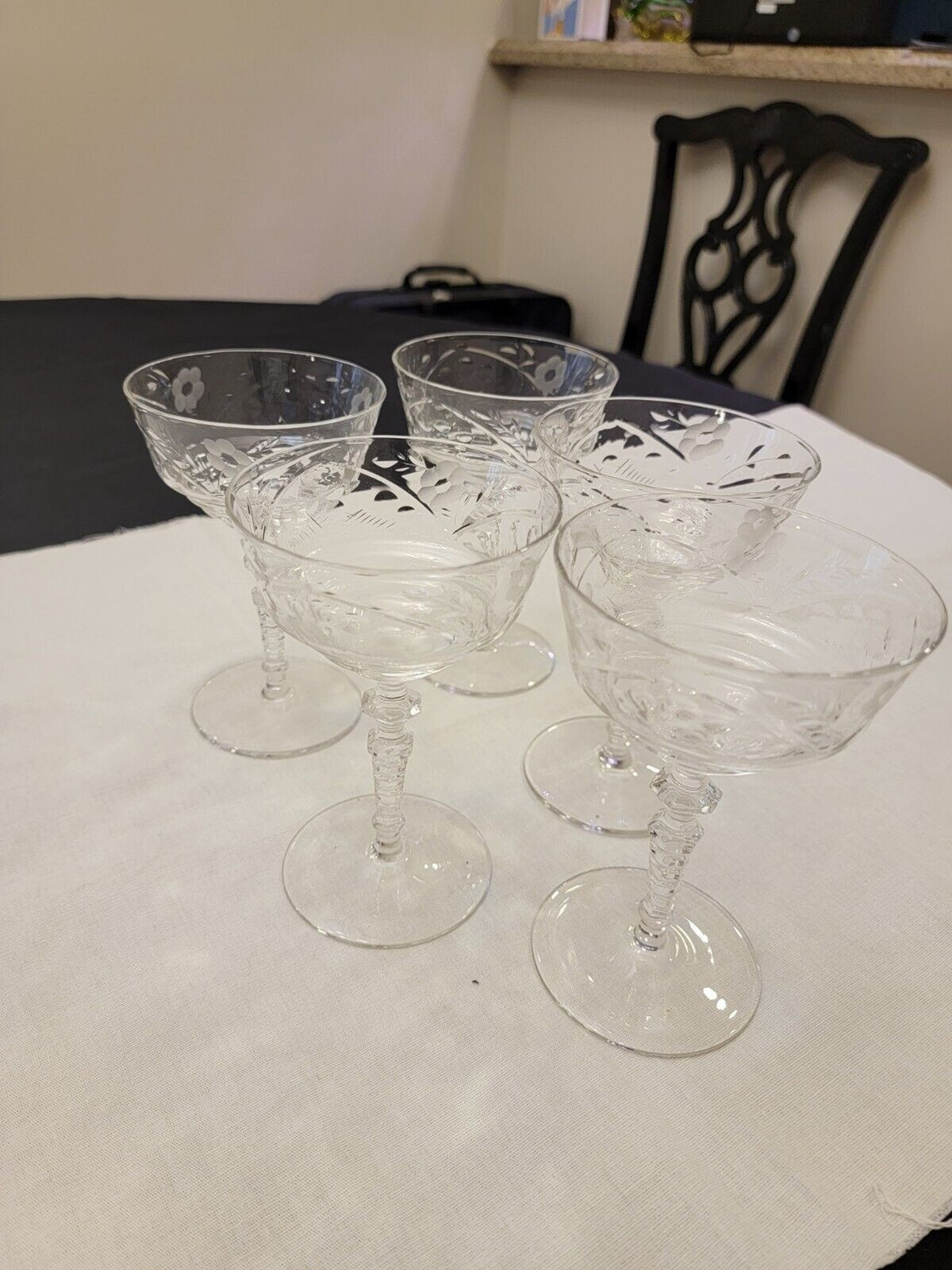 Set of 5 #2006 Libbey Rock Sharpe Marshfield Tall Champagne/Sherbet