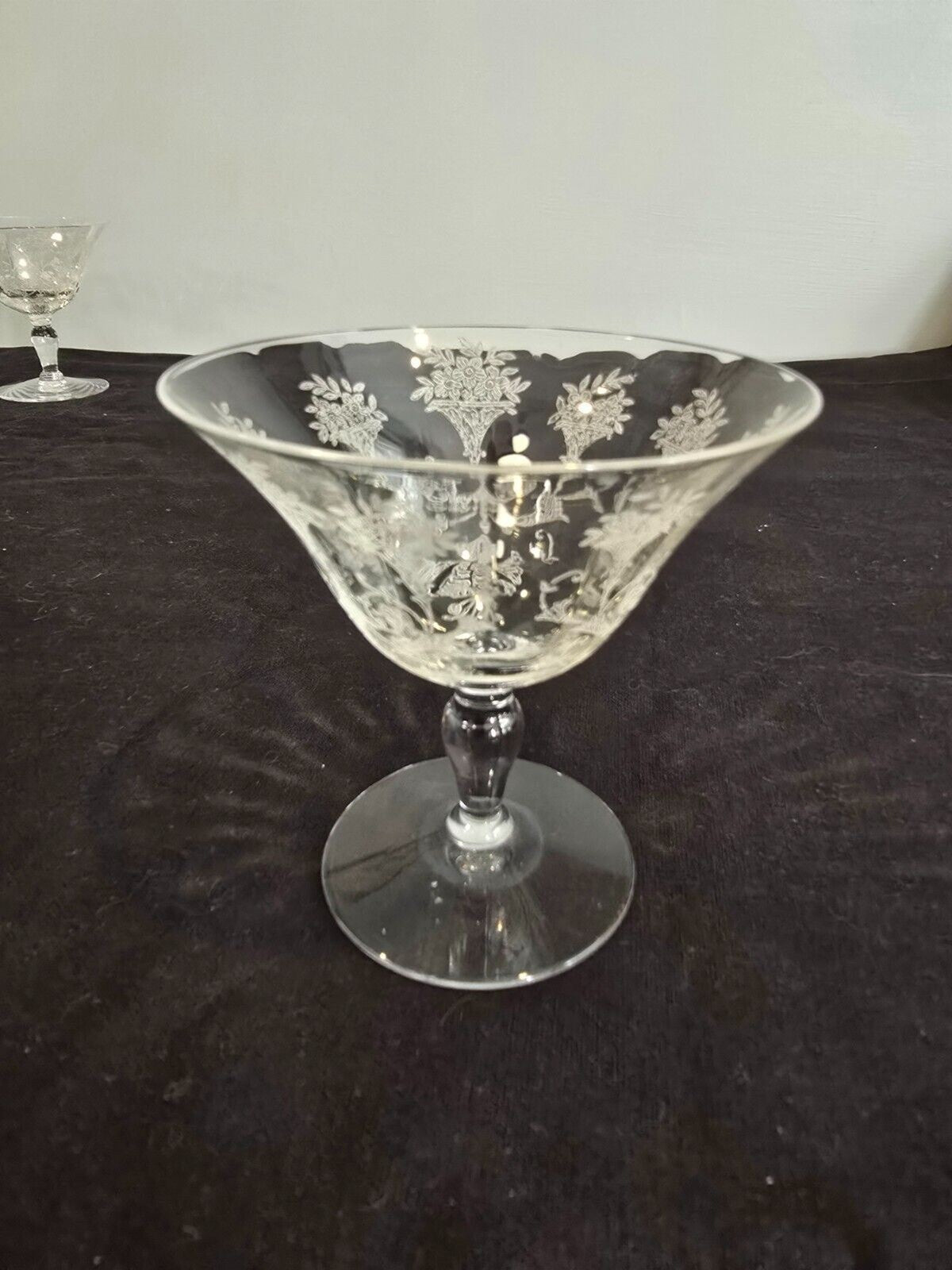 Morgantown Mayfair 7711 Etched Low Sherbet/Champagne  Glasses 4.25" Set of 5